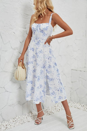 Floral Print Cami Dress with Side Slit - StyleLure
