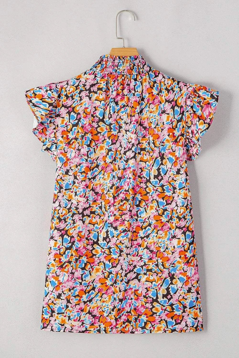 Floral Print Flutter Sleeve Blouse Top - StyleLure