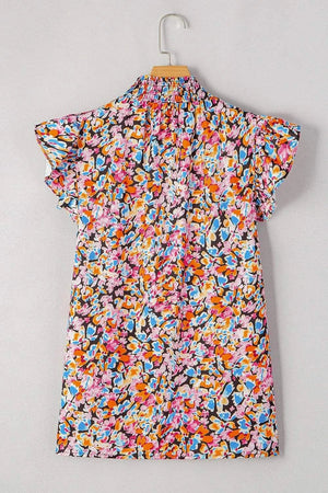 Floral Print Flutter Sleeve Blouse Top - StyleLure