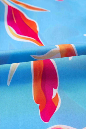 Floral Print Notched Pompom Trim Flutter Sleeve Blouse - StyleLure