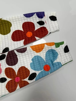 Floral Print Textured Drawstring Hoodie - StyleLure