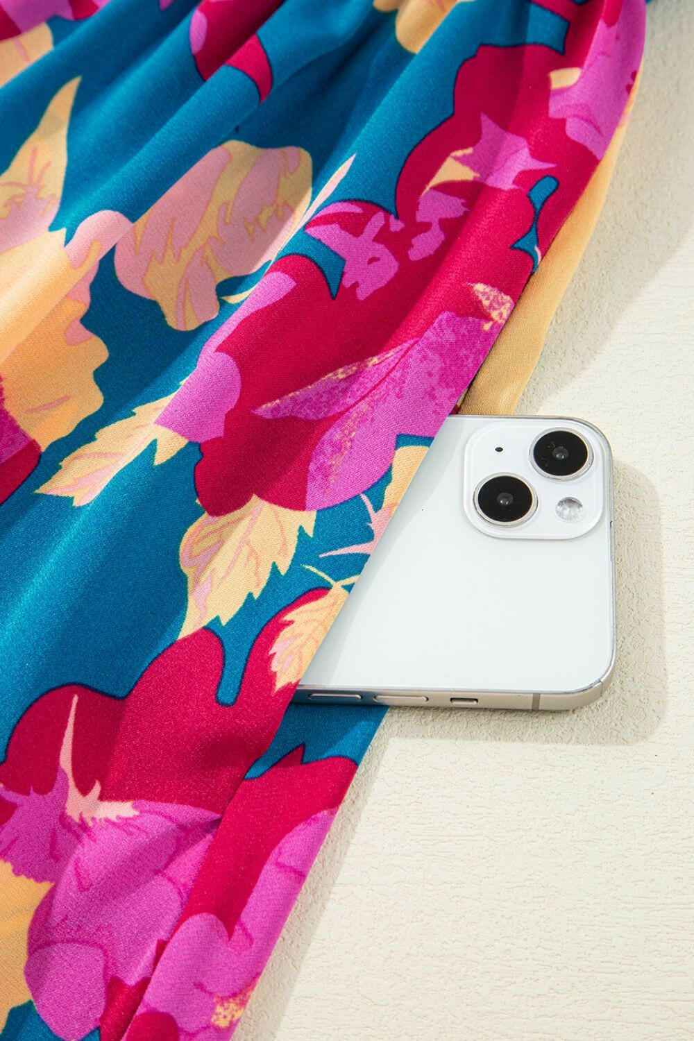 Floral Square Neck Cami Dress with Pockets - StyleLure