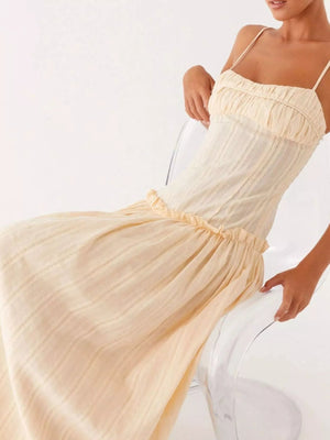 Frill Spaghetti Strap Maxi Dress - StyleLure