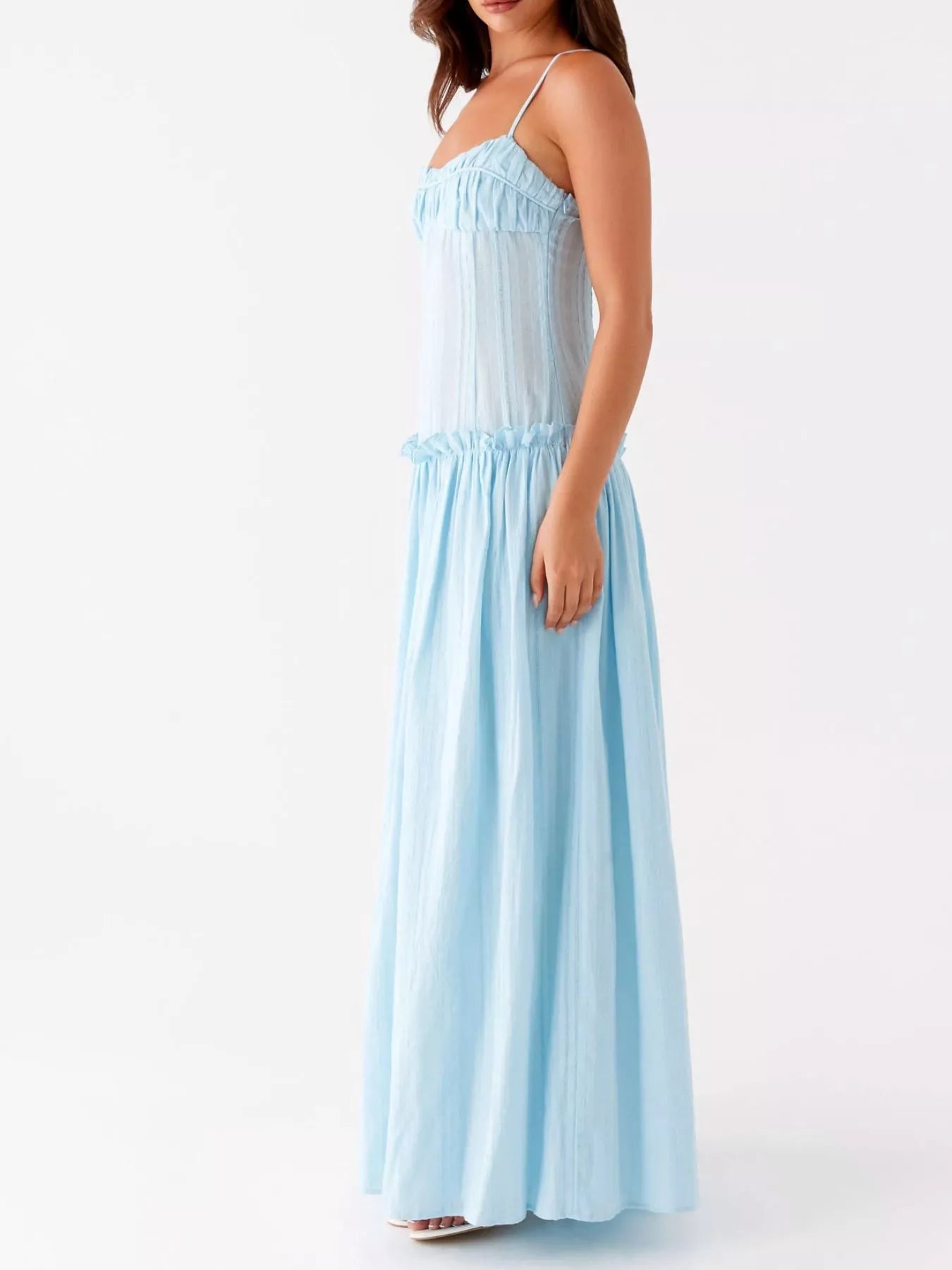 Frill Spaghetti Strap Maxi Dress - StyleLure