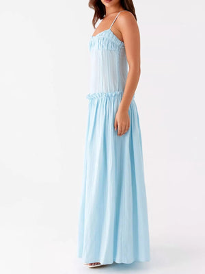 Frill Spaghetti Strap Maxi Dress - StyleLure