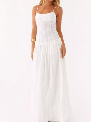 Frill Spaghetti Strap Maxi Dress - StyleLure