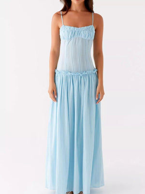 Frill Spaghetti Strap Maxi Dress - StyleLure
