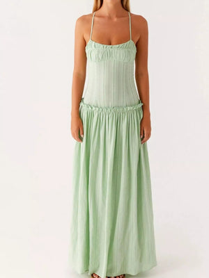 Frill Spaghetti Strap Maxi Dress - StyleLure
