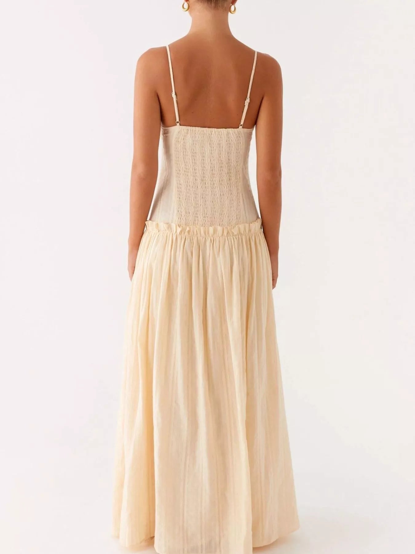 Frill Spaghetti Strap Maxi Dress - StyleLure