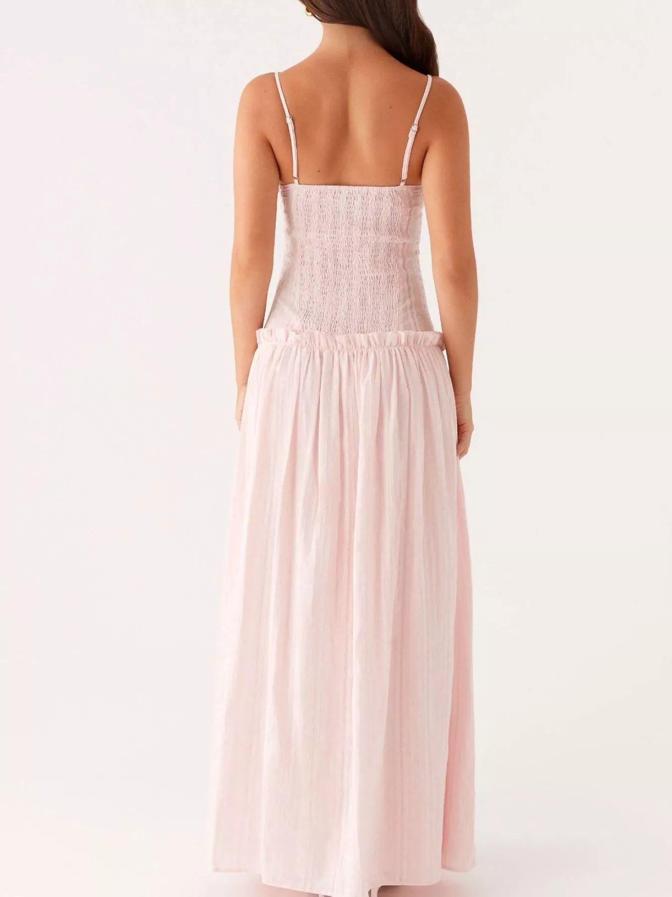 Frill Spaghetti Strap Maxi Dress - StyleLure