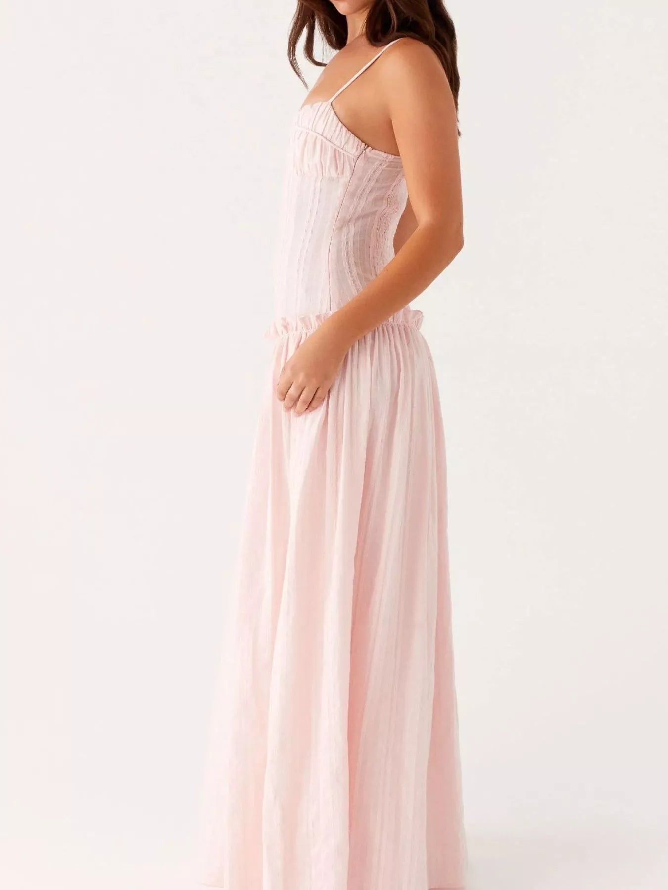 Frill Spaghetti Strap Maxi Dress - StyleLure