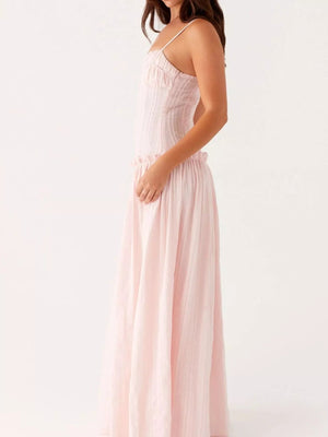 Frill Spaghetti Strap Maxi Dress - StyleLure