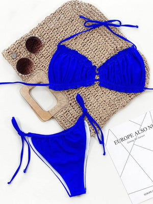 Frill Trill Halter Neck Bikini Set - StyleLure