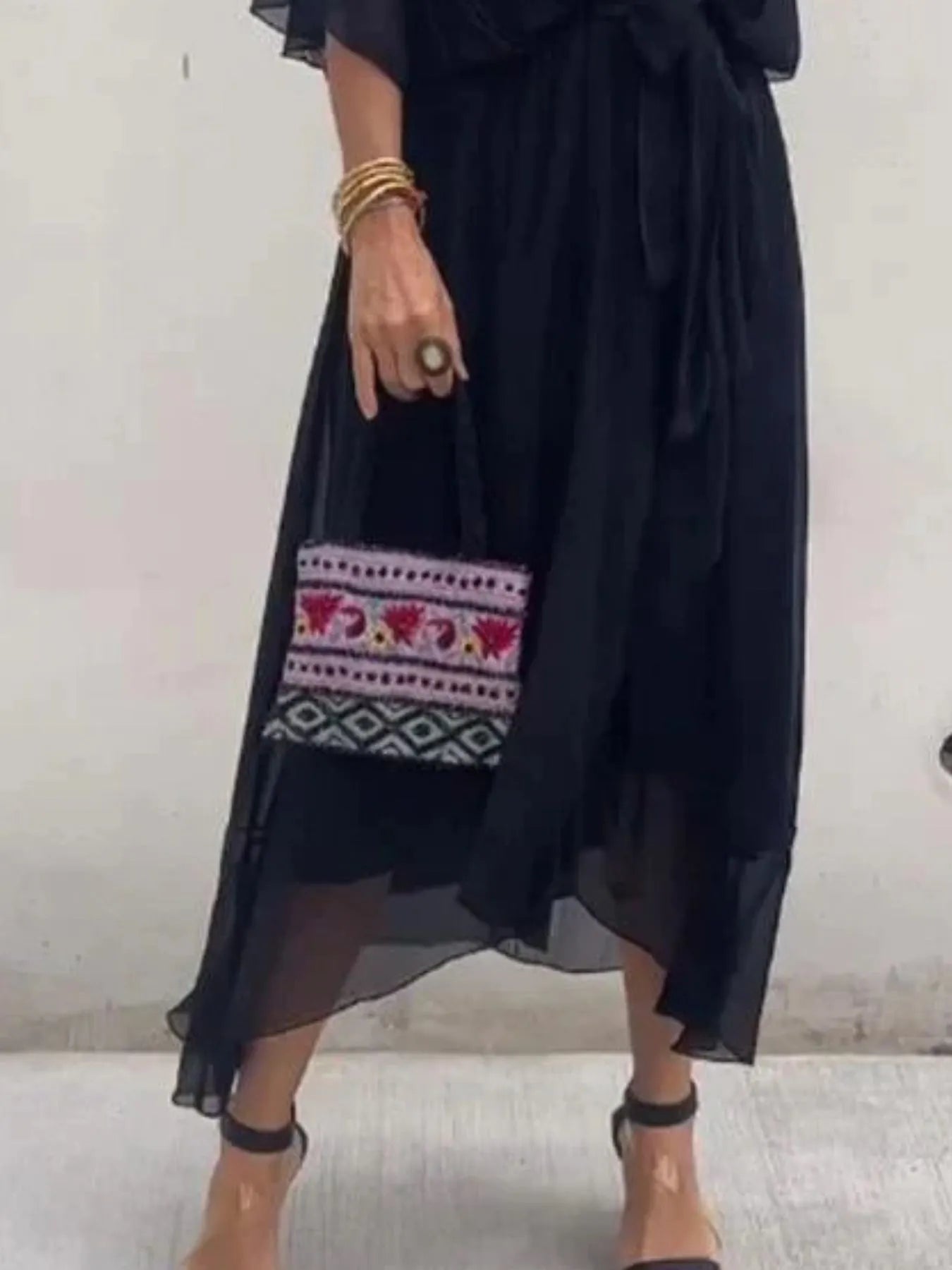 Full Size Flowy Tie Front Midi Dress with Flutter Sleeves Plus Size - StyleLure