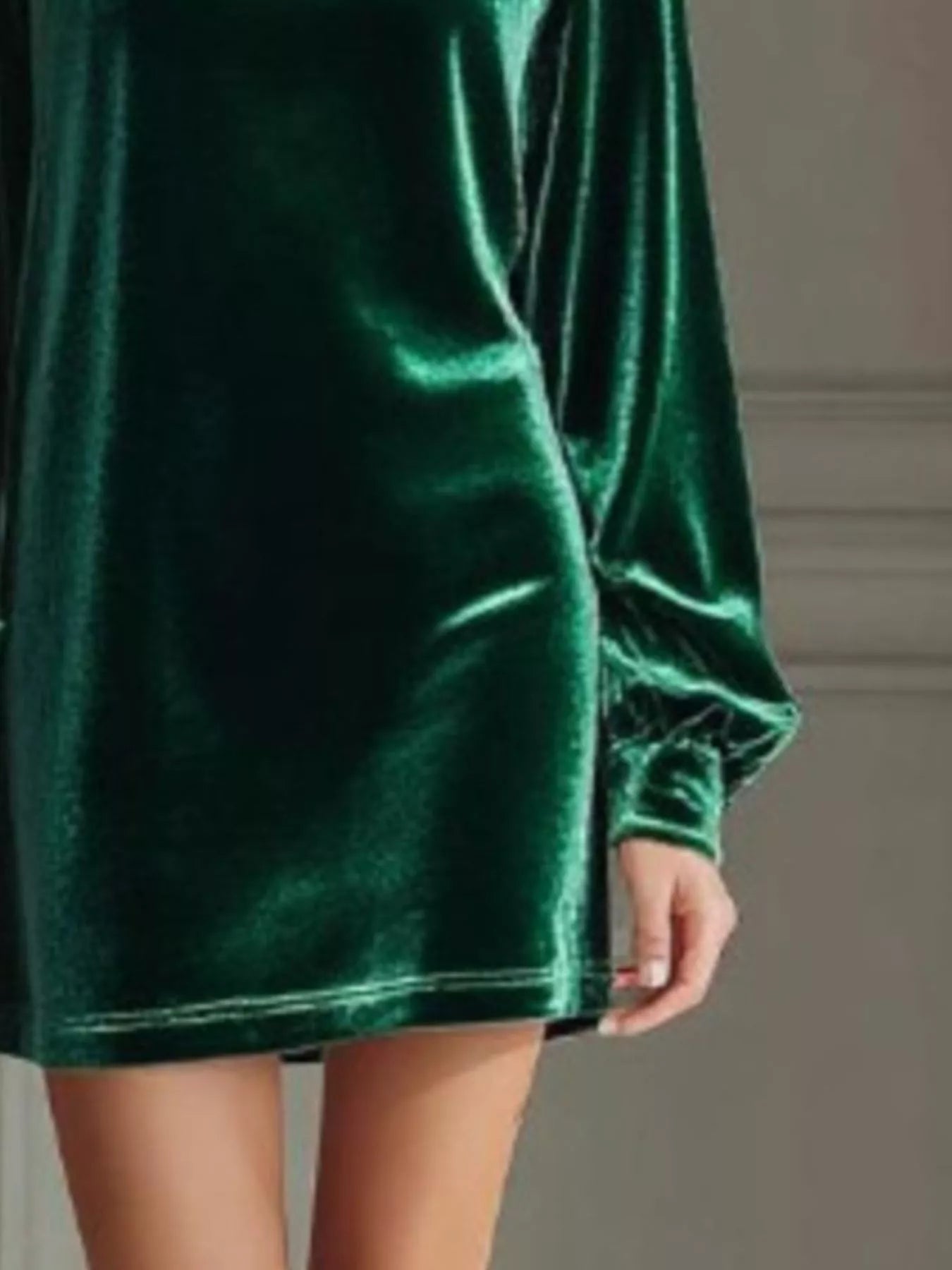 Full Size Velvet Long Sleeve Mini Dress Plus Size - StyleLure