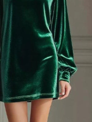 Full Size Velvet Long Sleeve Mini Dress Plus Size - StyleLure