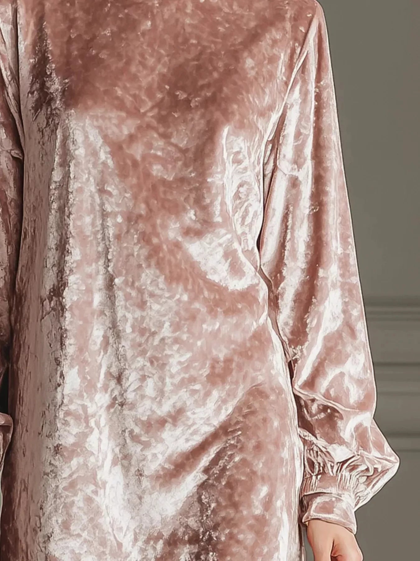 Full Size Velvet Long Sleeve Mini Dress Plus Size - StyleLure