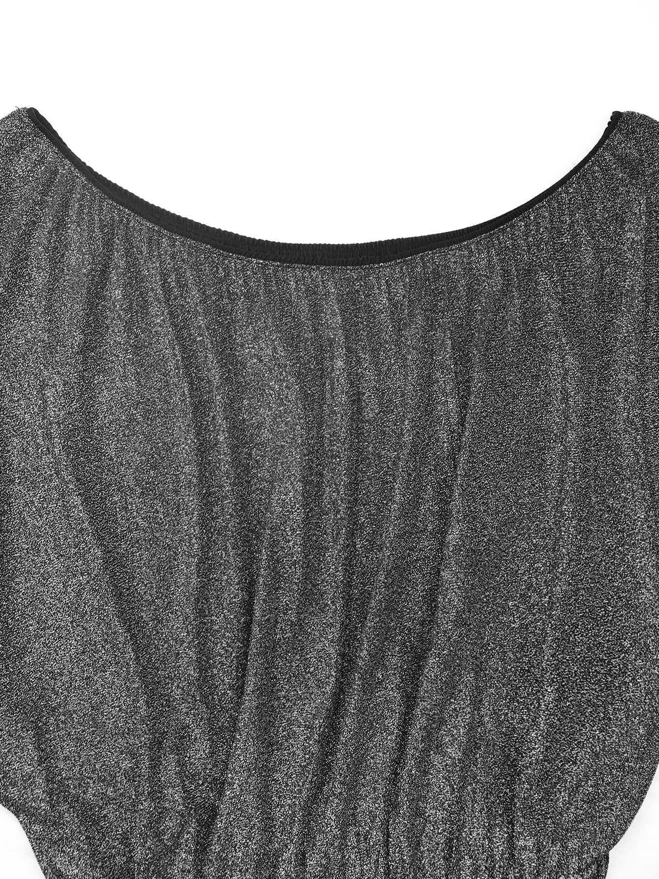 Glitter One Shoulder Long Sleeve Wide Leg Jumpsuit - StyleLure