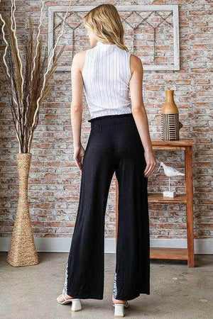 Heimish Full Size Solid Damask Casual Pants Plus Size - StyleLure