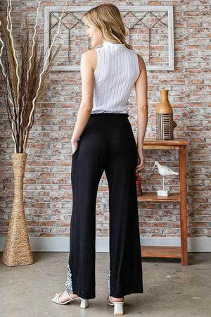 Heimish Full Size Solid Damask Casual Pants Plus Size - StyleLure