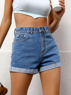 High Waist Denim Shorts - StyleLure
