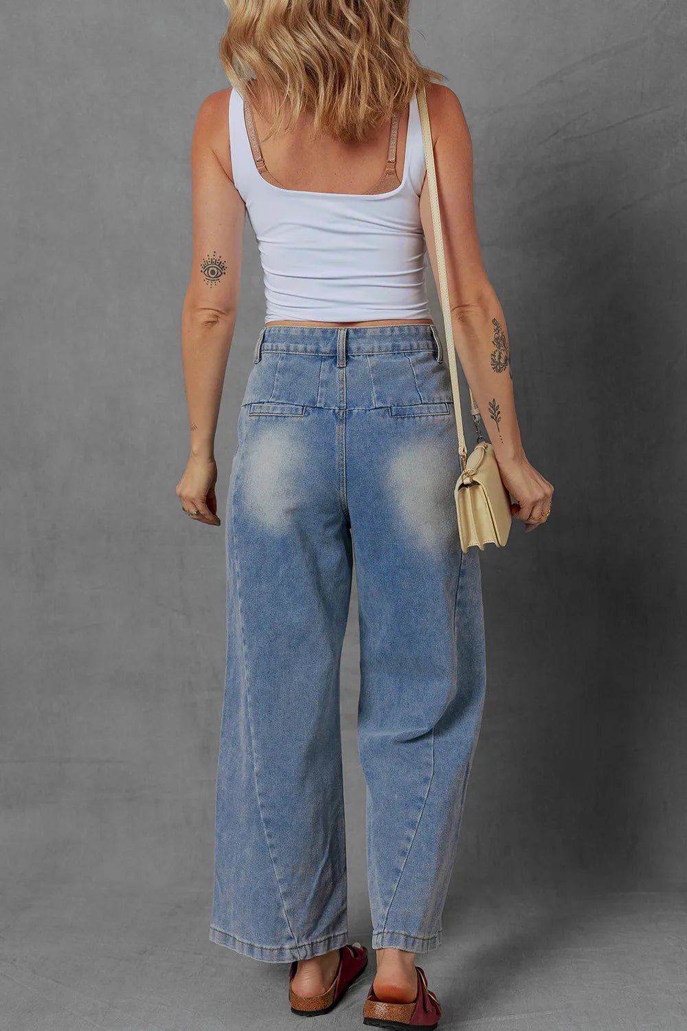 High - Waist Wide Leg Pleated Denim Jeans - StyleLure