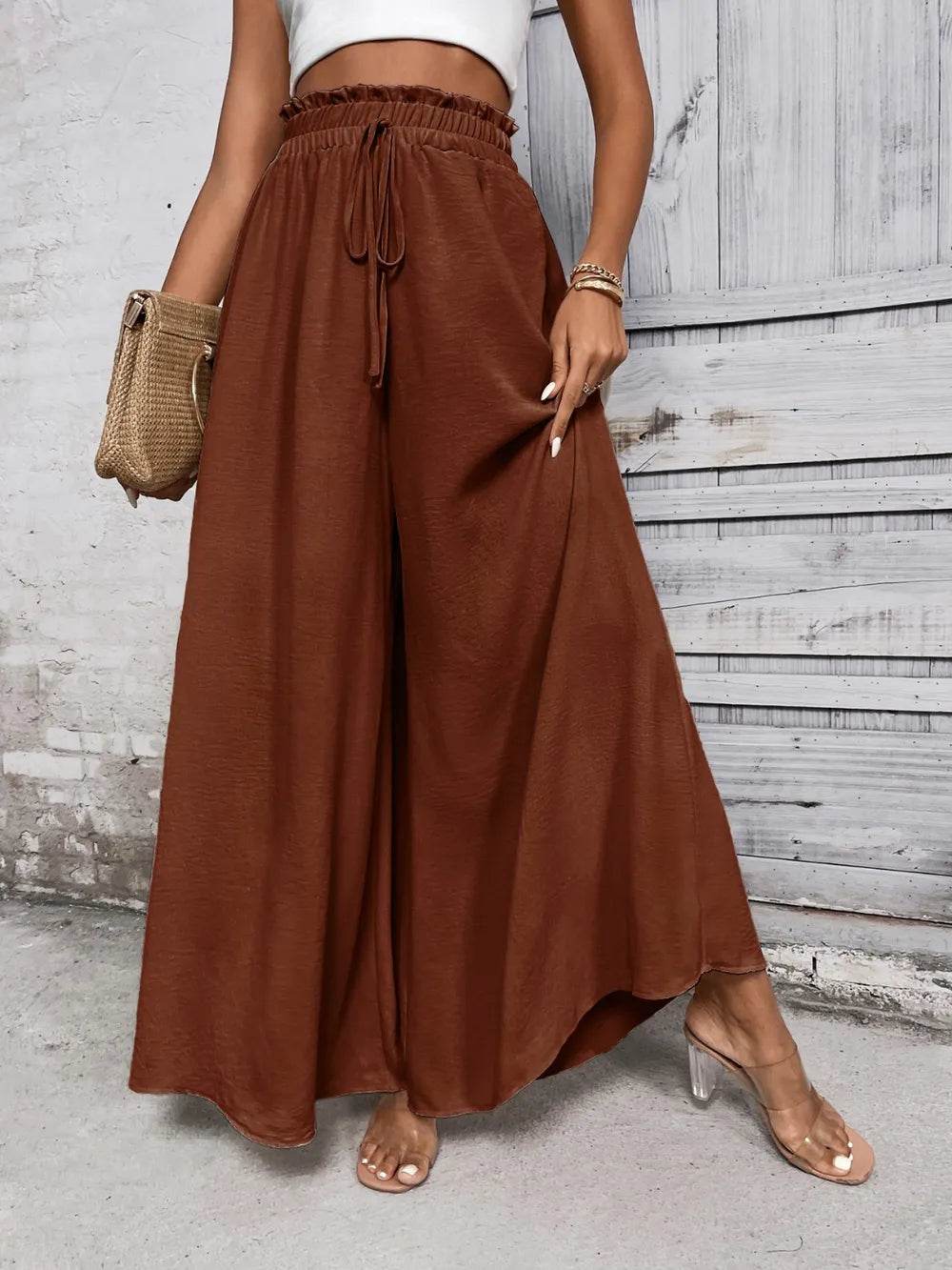 Honey Tied High Waist Wide Leg Pants - StyleLure