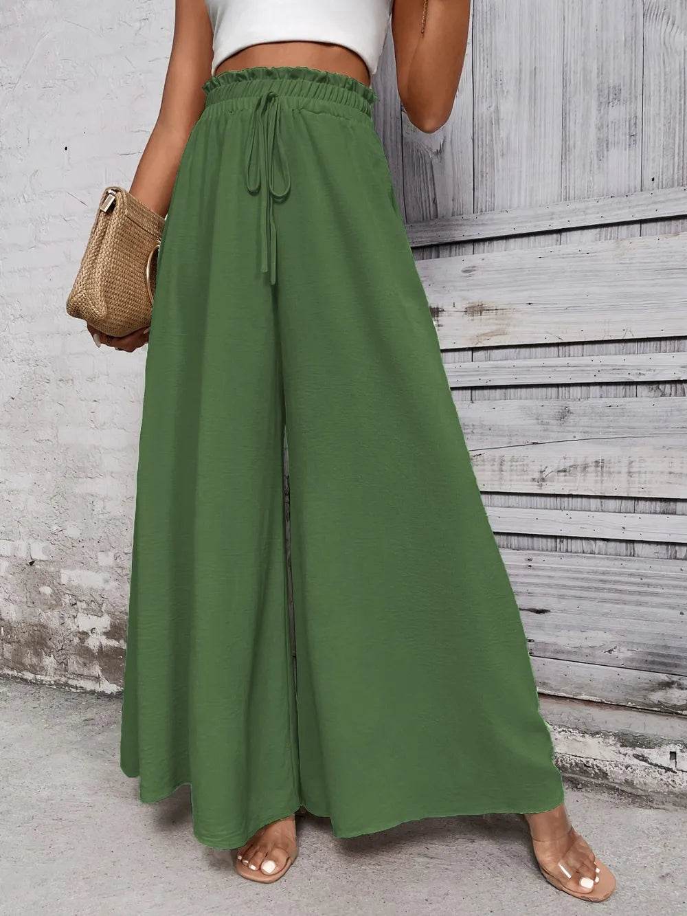 Honey Tied High Waist Wide Leg Pants - StyleLure