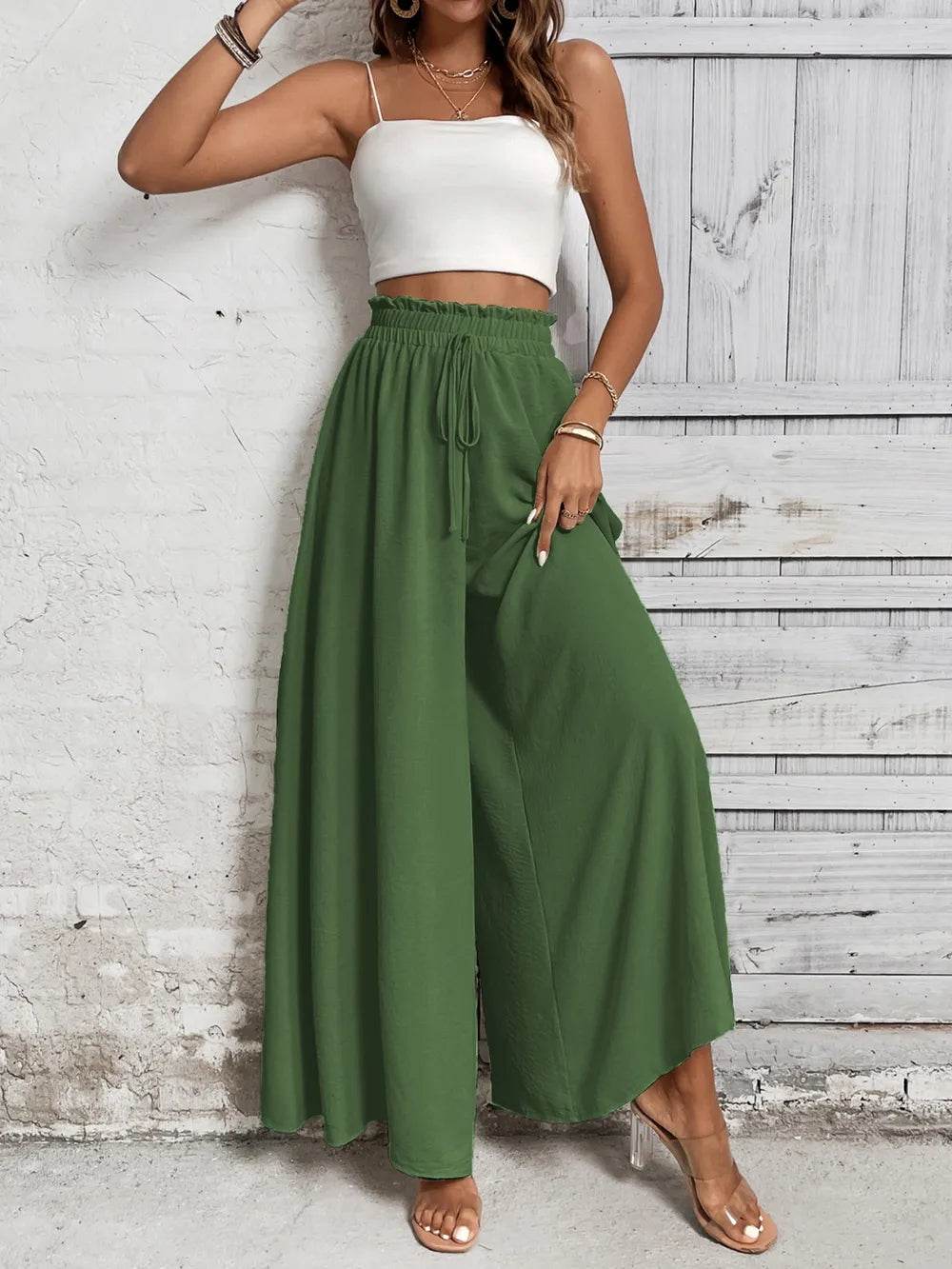 Honey Tied High Waist Wide Leg Pants - StyleLure