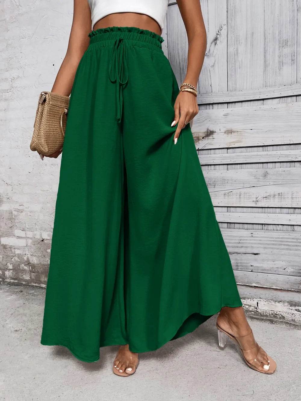Honey Tied High Waist Wide Leg Pants - StyleLure