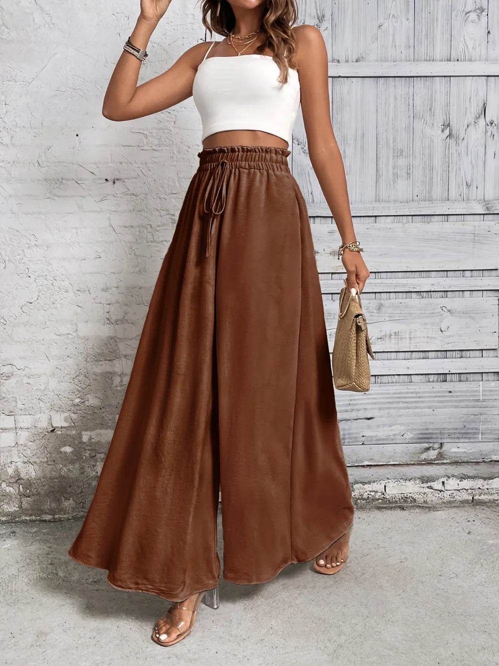 Honey Tied High Waist Wide Leg Pants - StyleLure
