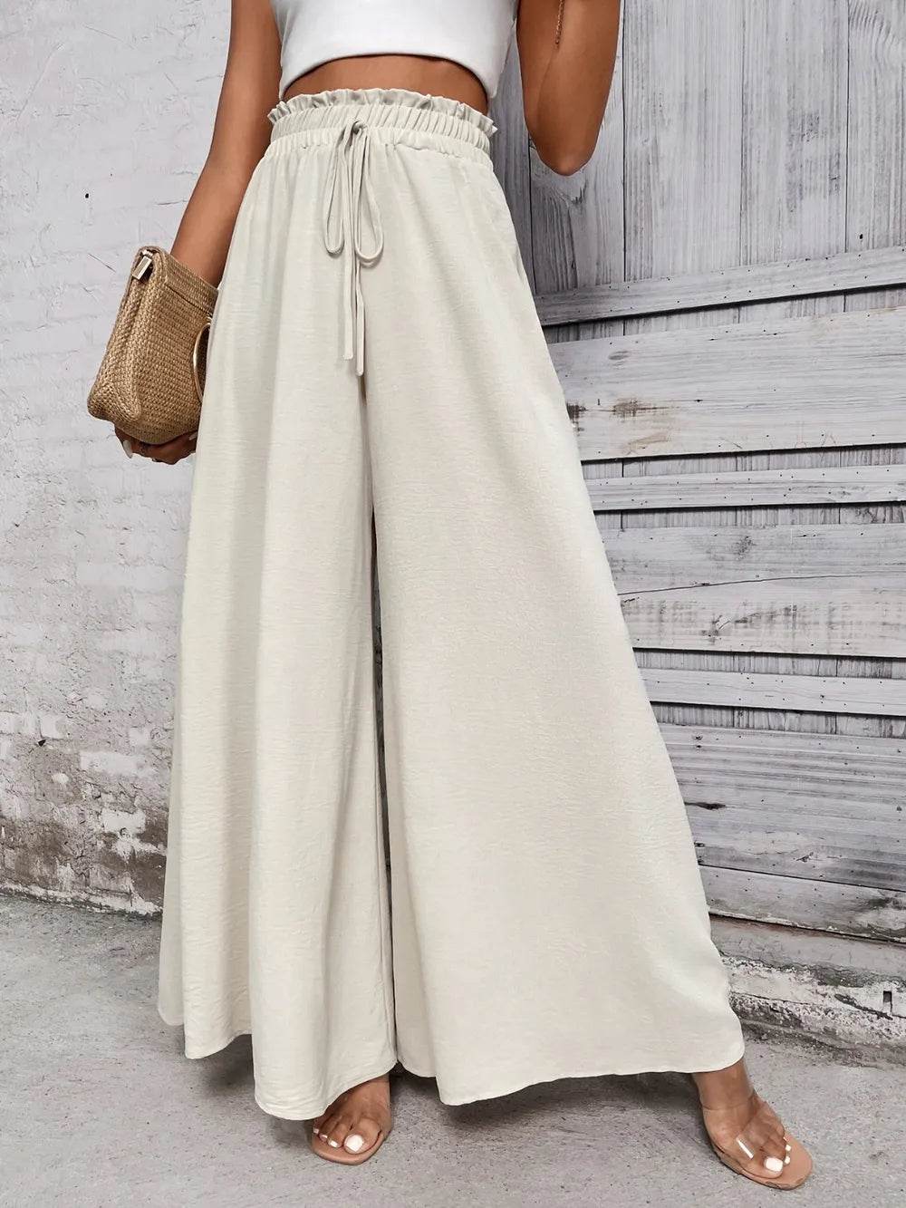 Honey Tied High Waist Wide Leg Pants - StyleLure