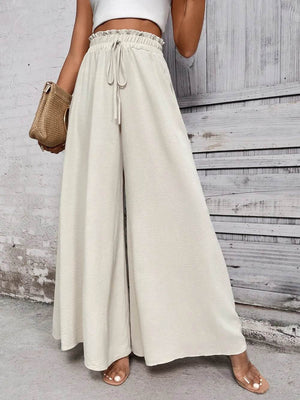 Honey Tied High Waist Wide Leg Pants - StyleLure