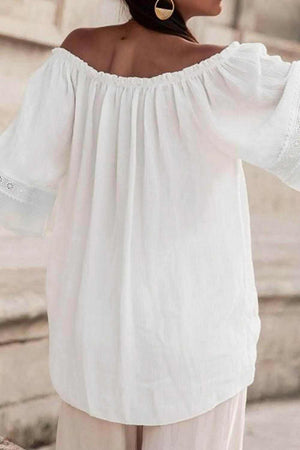 Lace Detail Off - Shoulder Blouse - StyleLure