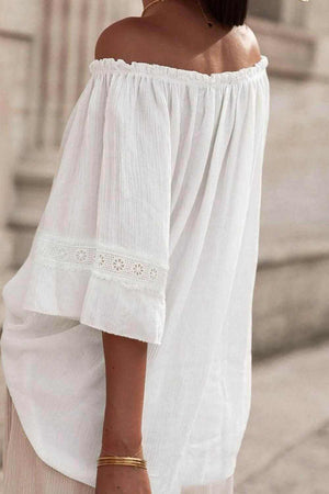 Lace Detail Off - Shoulder Blouse - StyleLure