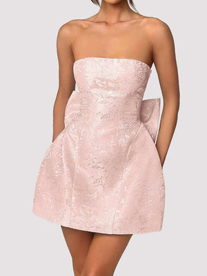 Lace - Up Sleeveless Satin Mini Dress with Bow - StyleLure