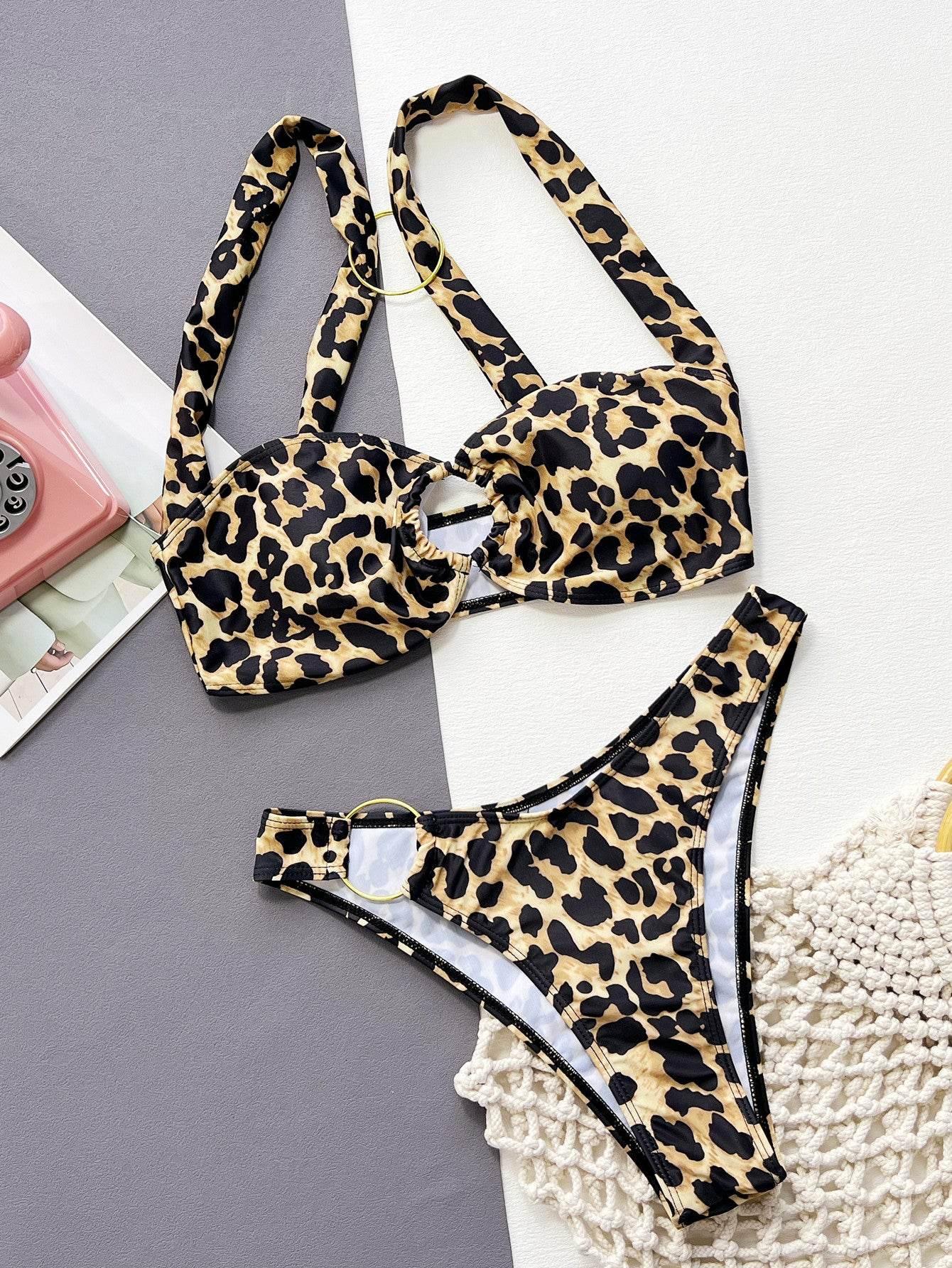 Leopard Ring Detail Bikini Set - StyleLure
