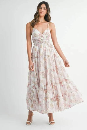 MABLE Floral Print Tiered Cami Maxi Dress - StyleLure