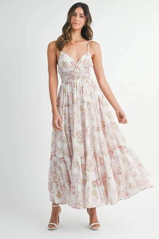 MABLE Floral Print Tiered Cami Maxi Dress - StyleLure