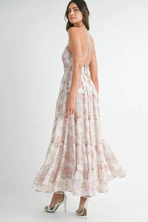 MABLE Floral Print Tiered Cami Maxi Dress - StyleLure