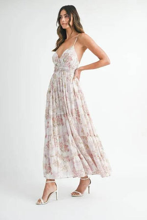 MABLE Floral Print Tiered Cami Maxi Dress - StyleLure