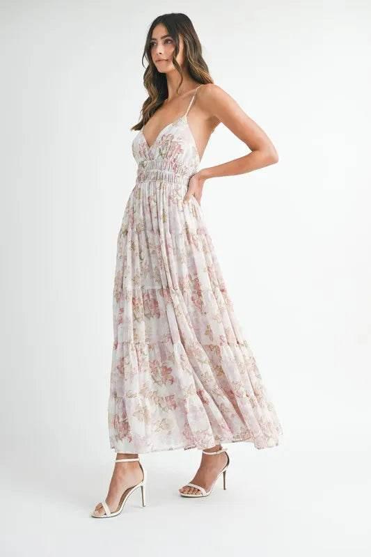 MABLE Floral Print Tiered Cami Maxi Dress - StyleLure