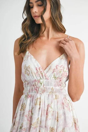 MABLE Floral Print Tiered Cami Maxi Dress - StyleLure