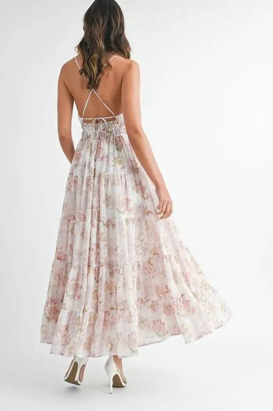 MABLE Floral Print Tiered Cami Maxi Dress - StyleLure