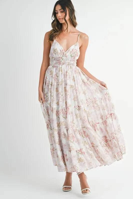 MABLE Floral Print Tiered Cami Maxi Dress - StyleLure
