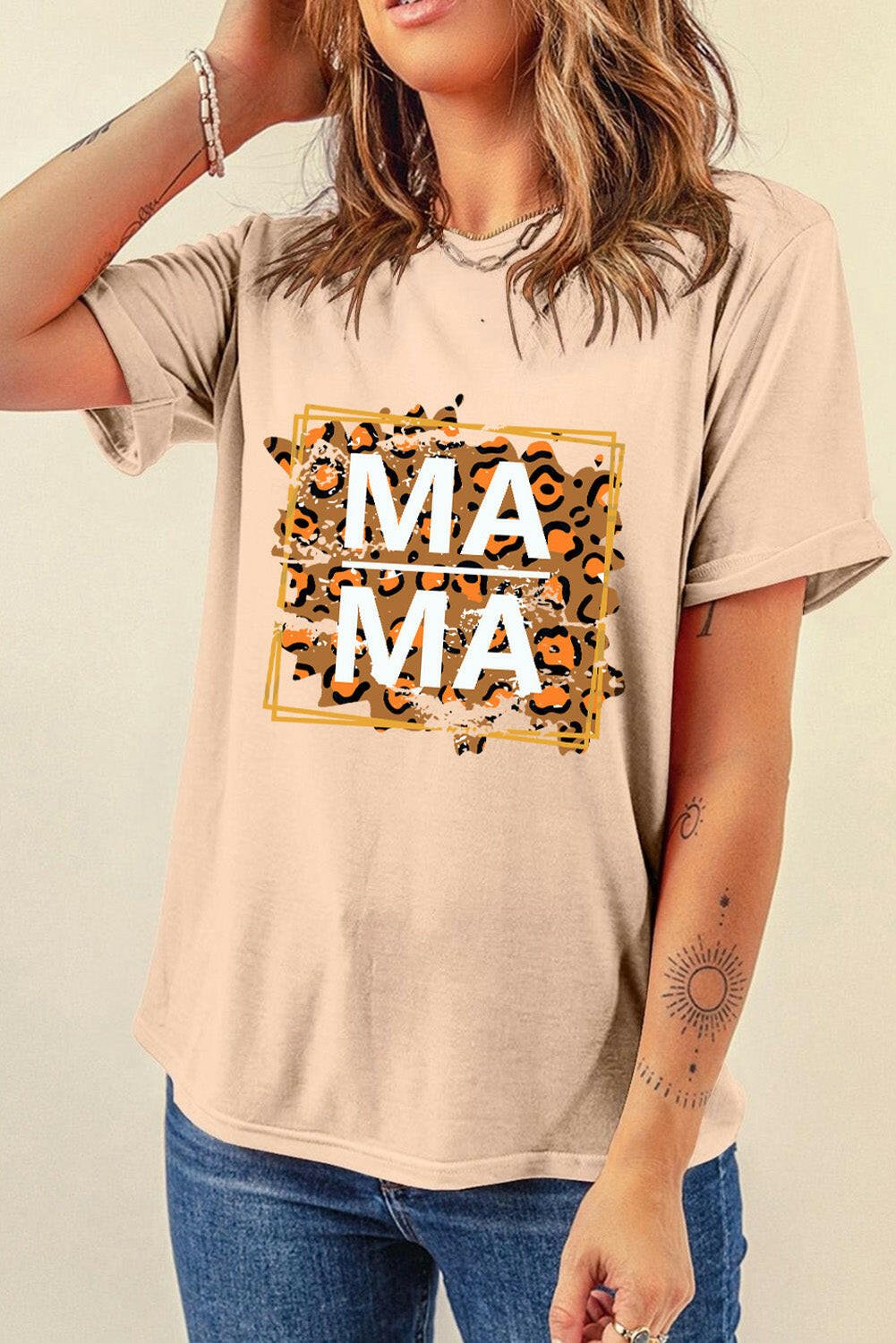 MAMA Round Neck Short Sleeve T-Shirt - StyleLure
