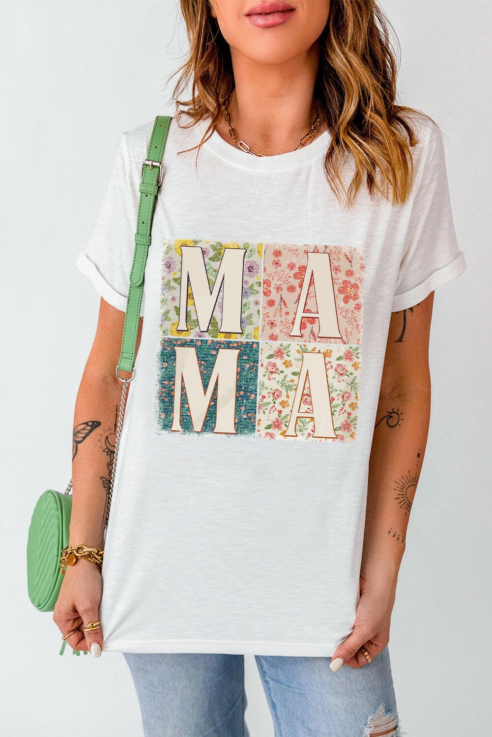 MAMA Round Neck Short Sleeve T-Shirt - StyleLure