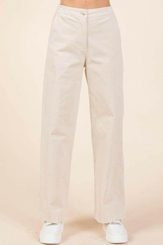 Mittoshop Corduroy Back Elastic Waist Pants - StyleLure