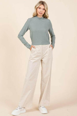 Mittoshop Corduroy Back Elastic Waist Pants - StyleLure