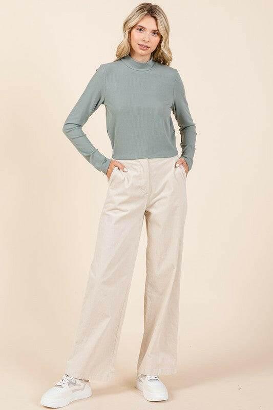 Mittoshop Corduroy Back Elastic Waist Pants - StyleLure